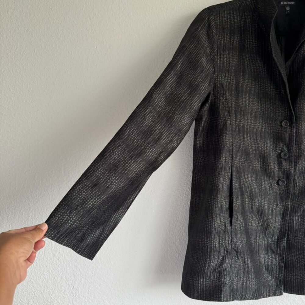 Eileen Fisher Eclipse Jacquard Silk Jacket Women's Size Small Artsy Lagenlook - Picture 4 of 12